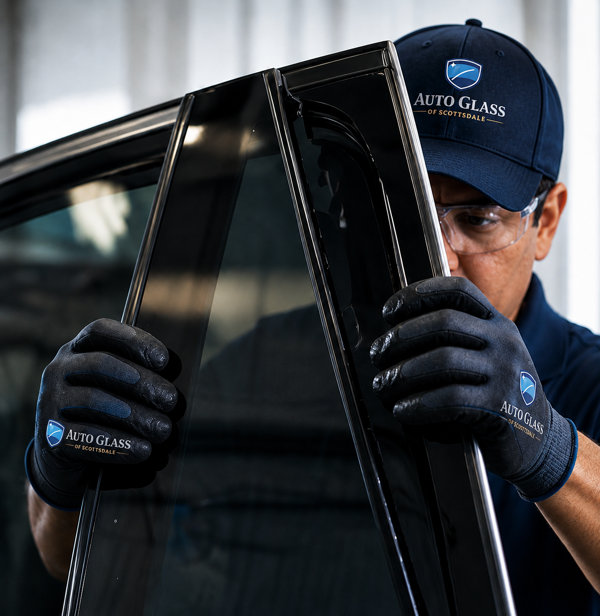 Auto Glass of Scottsdale technician handling glass repair